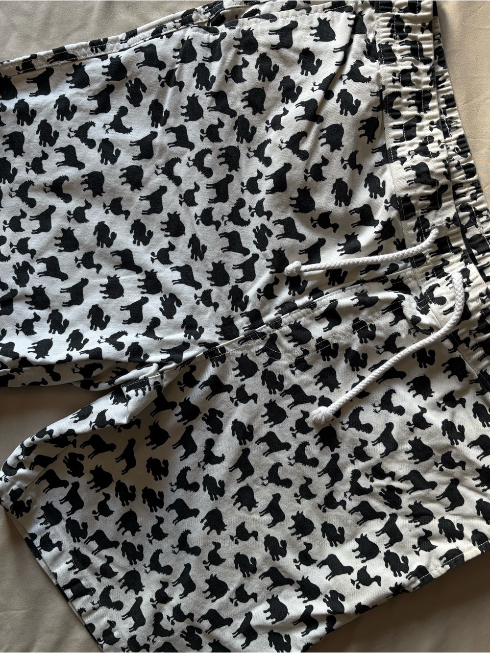 Zipcode Design Black & White Animal Print Men’s Drawstring Shorts